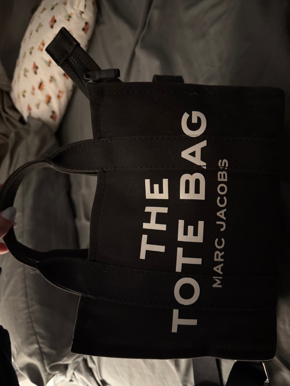 Marc Jacobs Black Canvas Small Tote Bag with Bold Logo - Picture 6 of 6